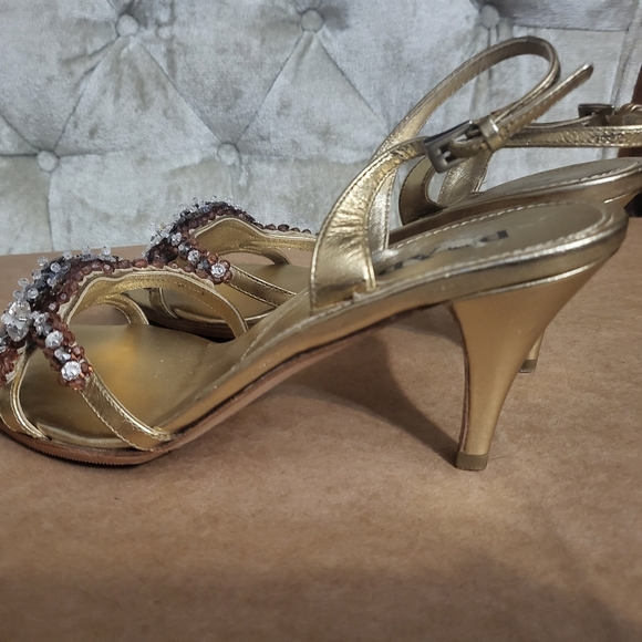 Authentic Prada metalic gold with crystals sandal - Picture 4 of 8